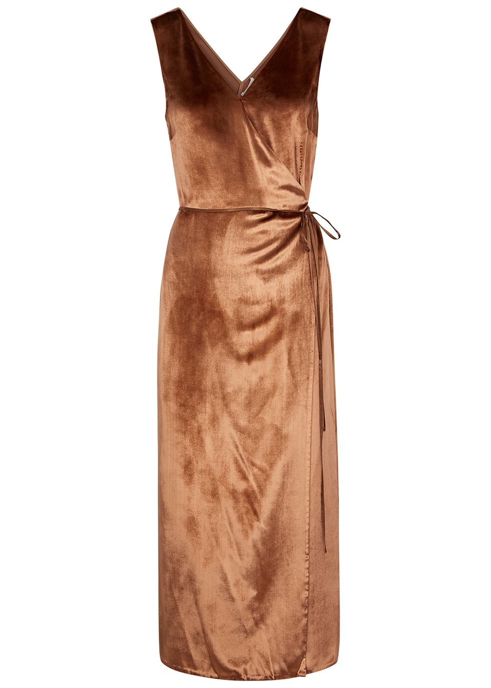Vince Rose Gold Velvet Wrap Dress ...